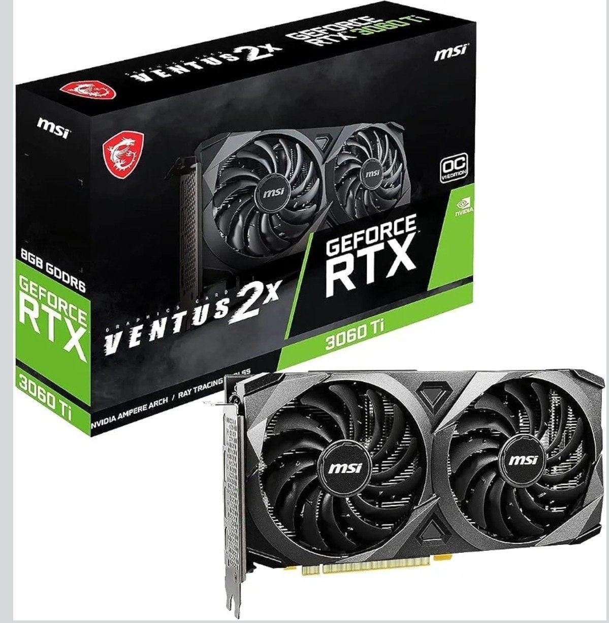 MSI RTX 3060 TI Ventus 2X 8G OC V1 LHR, Computers en Software, Videokaarten, GDDR6, Ophalen of Verzenden, Zo goed als nieuw, HDMI