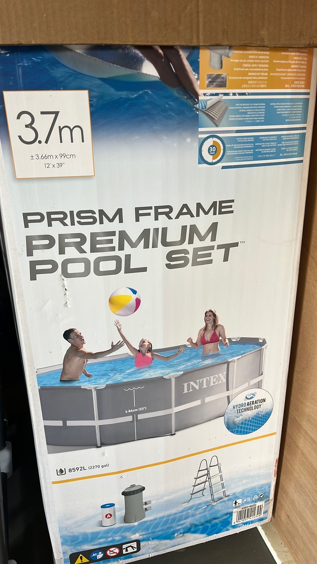 Intex zwembad 3,7m, Ophalen, Gebruikt, 80 tot 120 cm, Rond