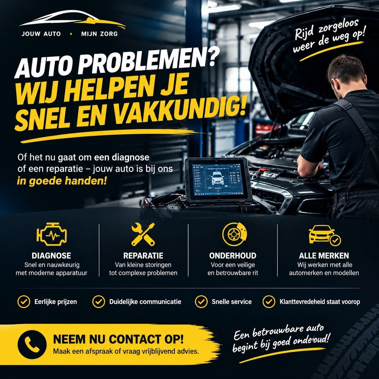 Diagnose , Reparatie , onderhoud ( mogelijk op locatie ), 24-uursservice, Overige werkzaamheden