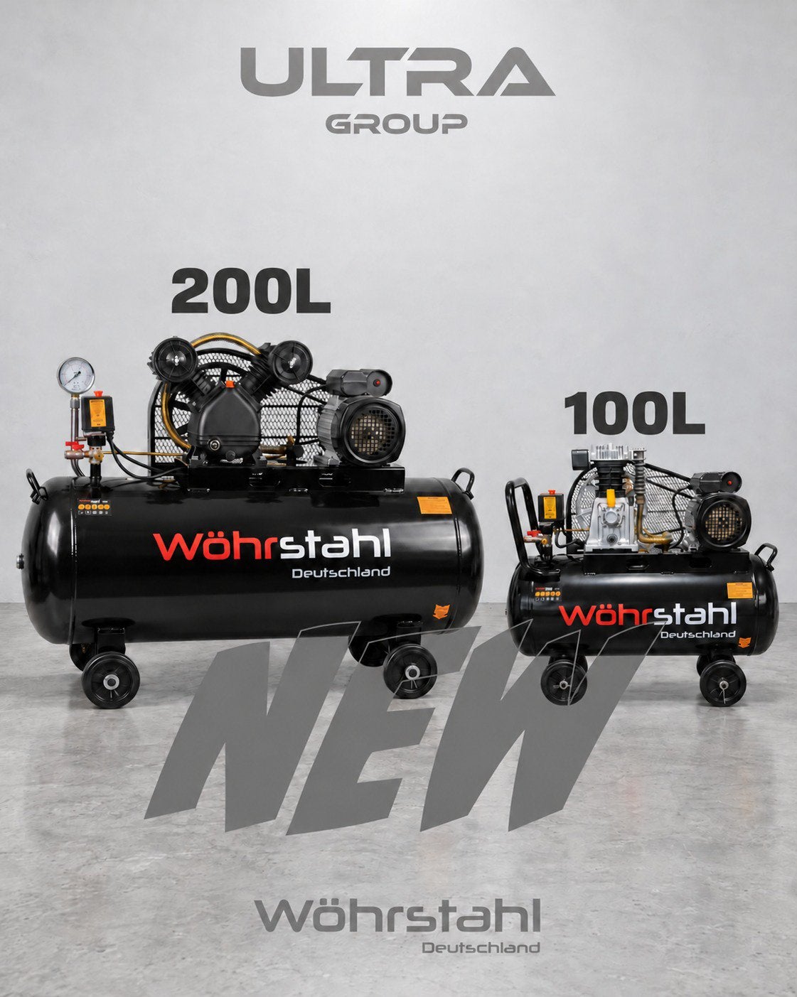 Compressor 100L & 200L, Doe-het-zelf en Bouw, Ophalen, Nieuw