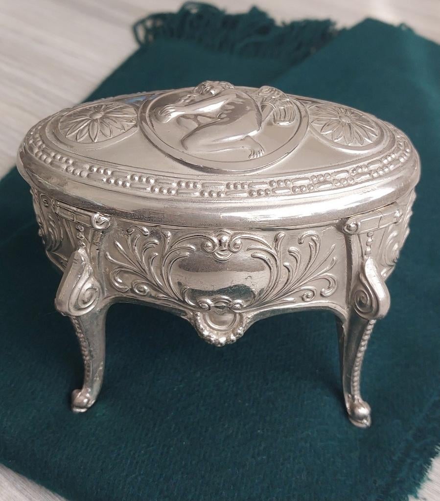 Vintage juweel doosje met cupido engel janco, Antiek en Kunst, Ophalen of Verzenden