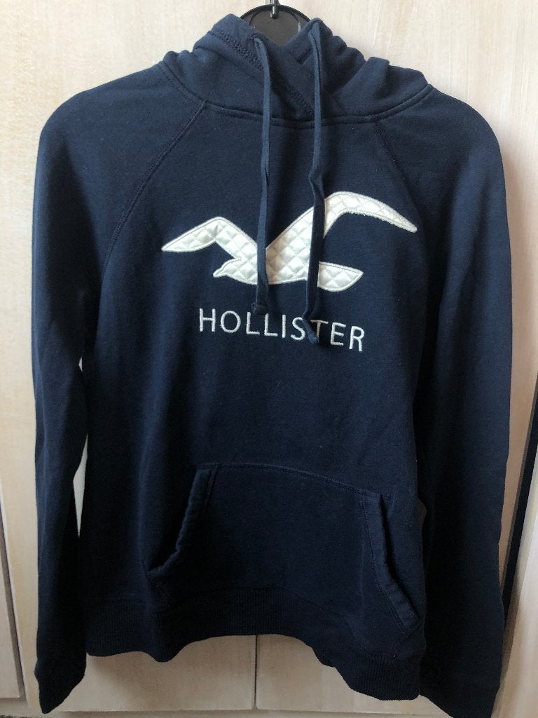 donkerblauwe trui hollister small, Ophalen, Blauw, Maat 36 (S), Gedragen