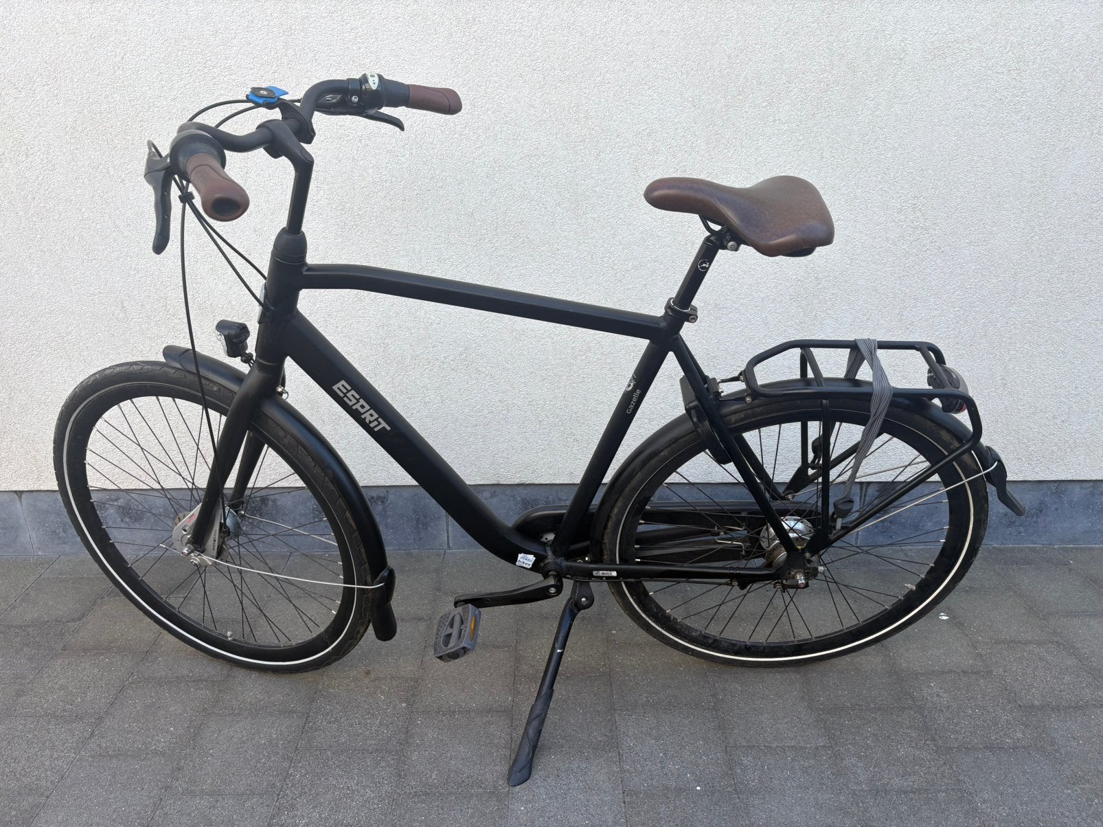 Heren stadfiets Gazelle - maat 59 in mat zwart, Ophalen, Gebruikt, Versnellingen, 61 tot 65 cm