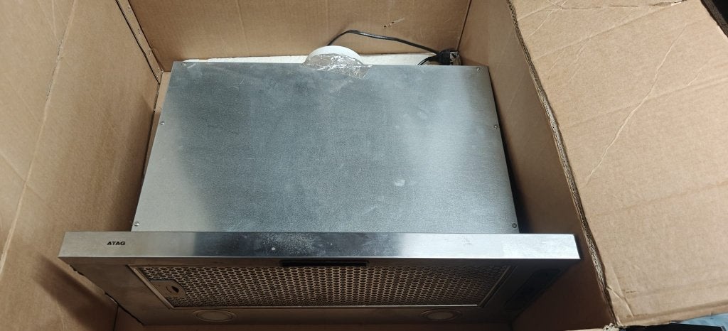 ATAG WV6311LM dampkap 60 cm inox – kort gebruikt, Elektronische apparatuur, Ophalen, Gebruikt, Vlakschermkap, Motor