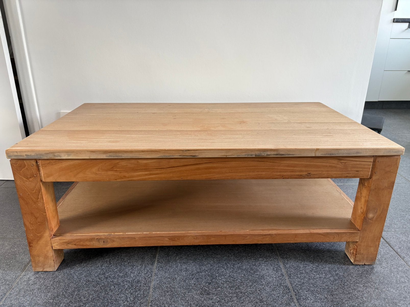 Teakhouten salontafel, Huis en Inrichting, Tafels | Salontafels, Ophalen, Gebruikt, 100 tot 150 cm, Teakhout