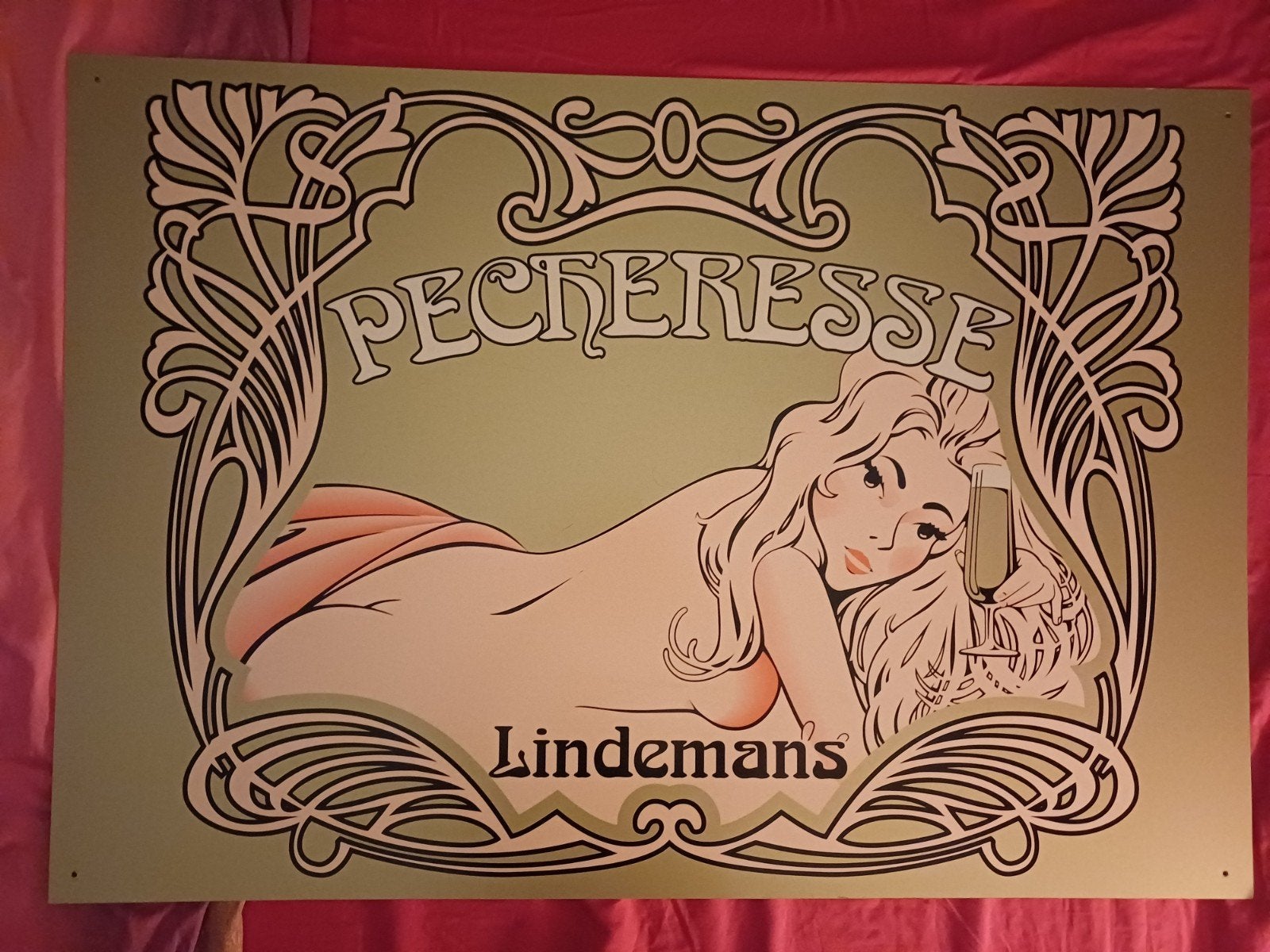 Lindemans oud metalen reclame bord, Ophalen