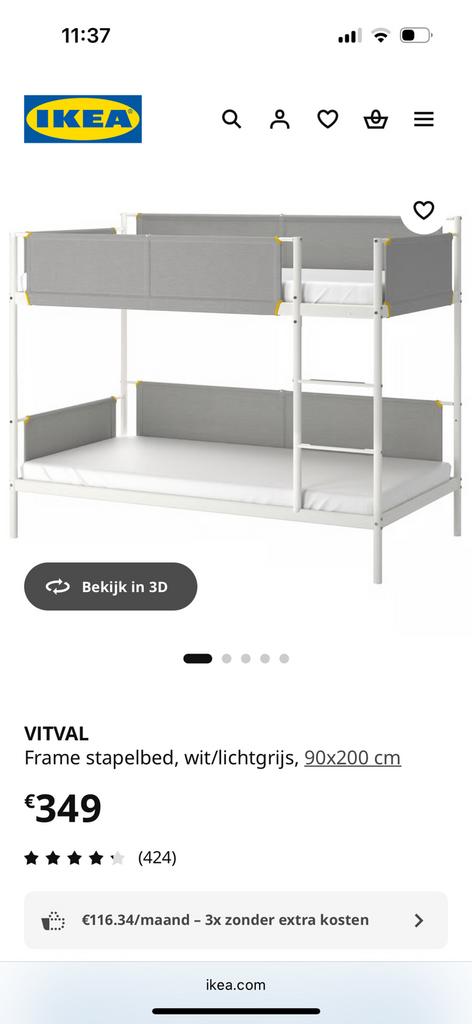 IKEA stapelbed 90x200, Huis en Inrichting, Ophalen, Zo goed als nieuw, Stapelbed