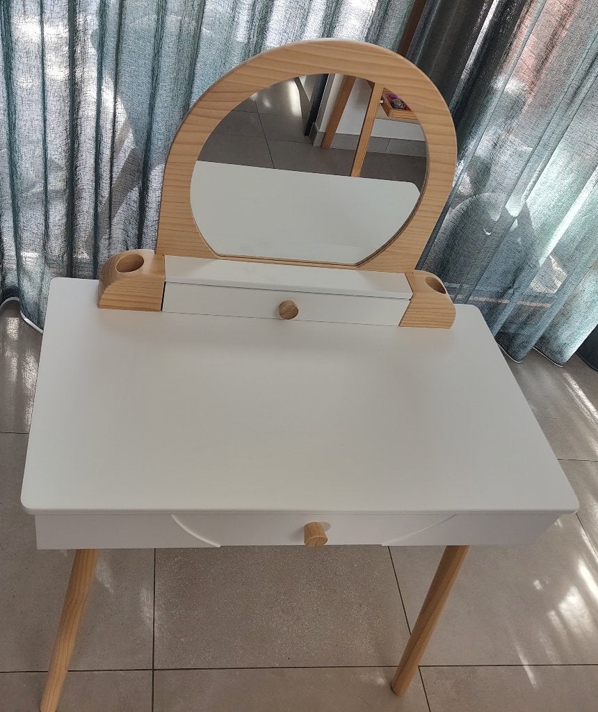Grote kaptafel Suzie - wit - hout (Vertbaudet), Ophalen, Overige merken, Zo goed als nieuw, Wit