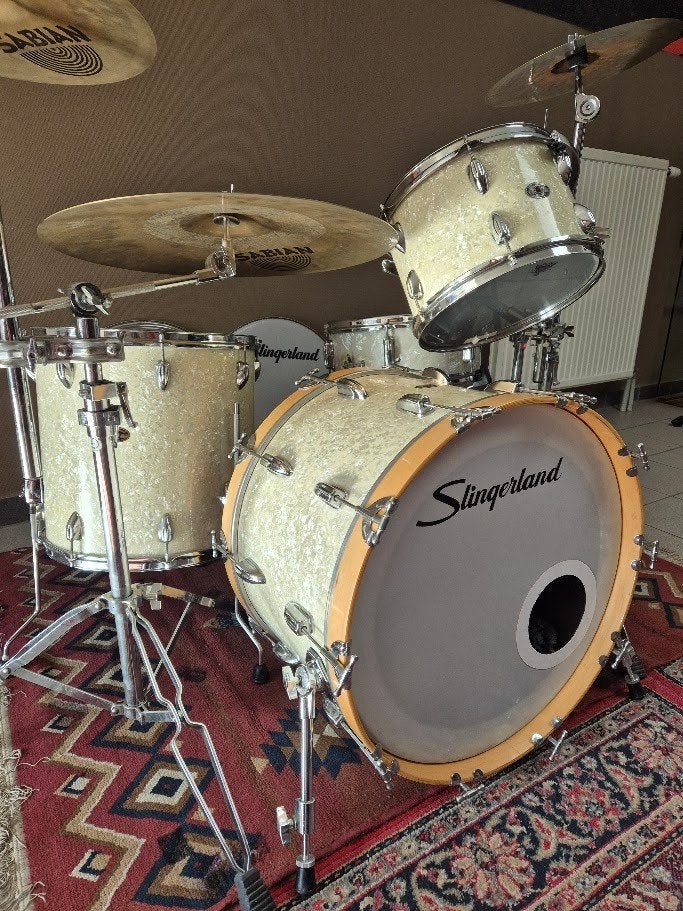 Vintage Slingerland Drumkit + Bekkenset & Hardware, Muziek en Instrumenten, Drumstellen en Slagwerk, Ophalen, Gebruikt, Overige merken