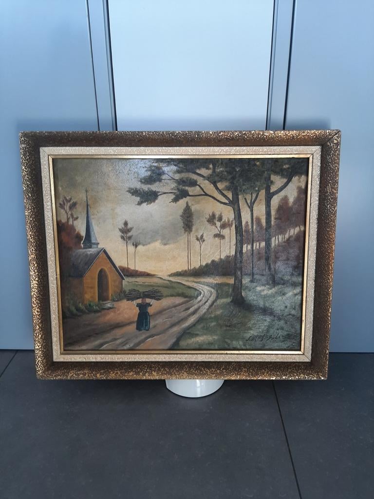 Belle peinture ancienne signée 58x48 cm, Enlèvement ou Envoi