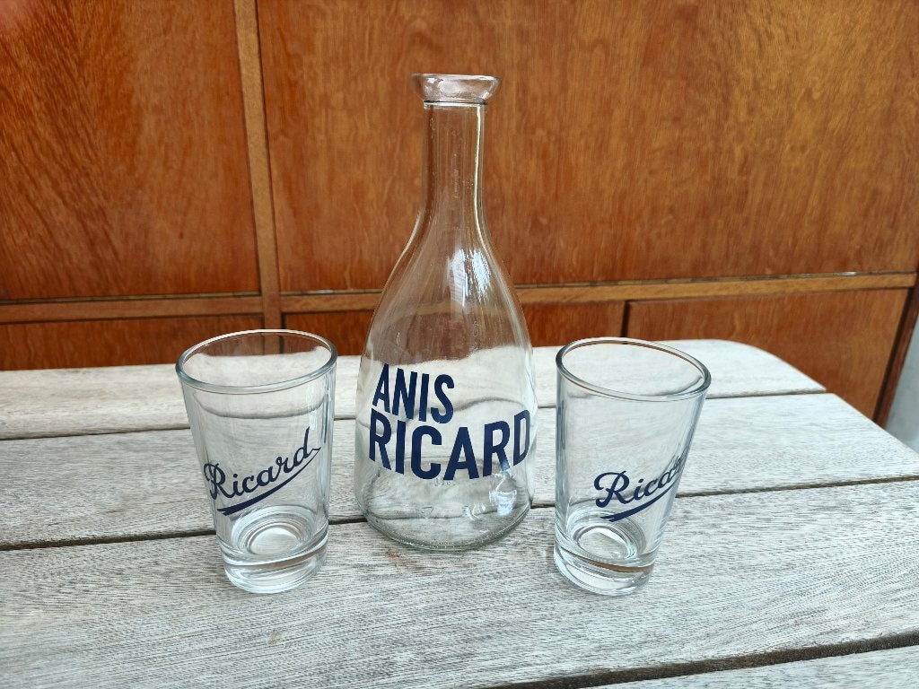 Vintage aperitief set Ricard - Karaf en glazen., Verzamelen, Ophalen of Verzenden, Zo goed als nieuw, Gebruiksvoorwerp