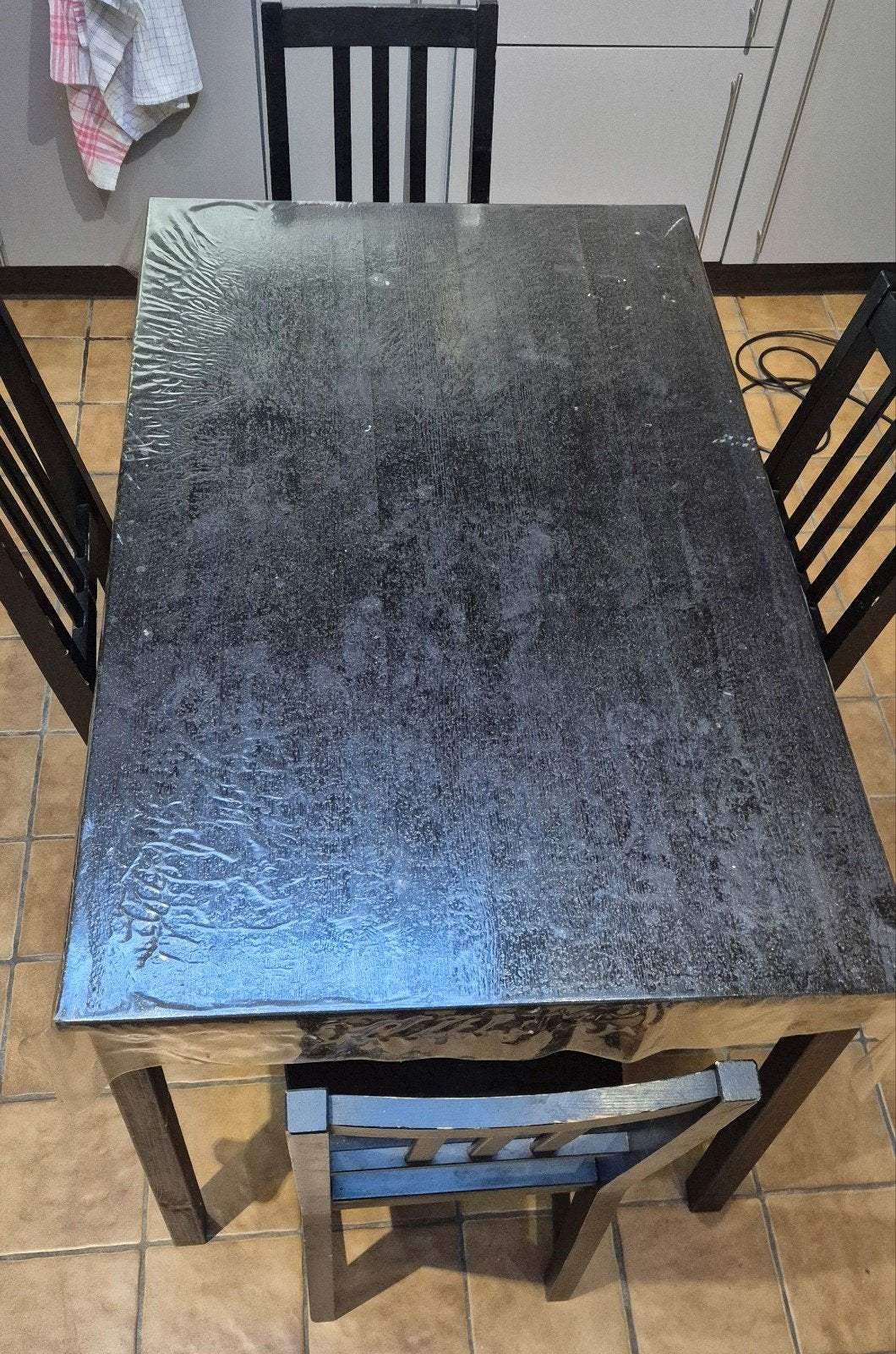 zwart tafel met 4 stoelen, Quatre personnes, 100 à 150 cm, Enlèvement, Utilisé