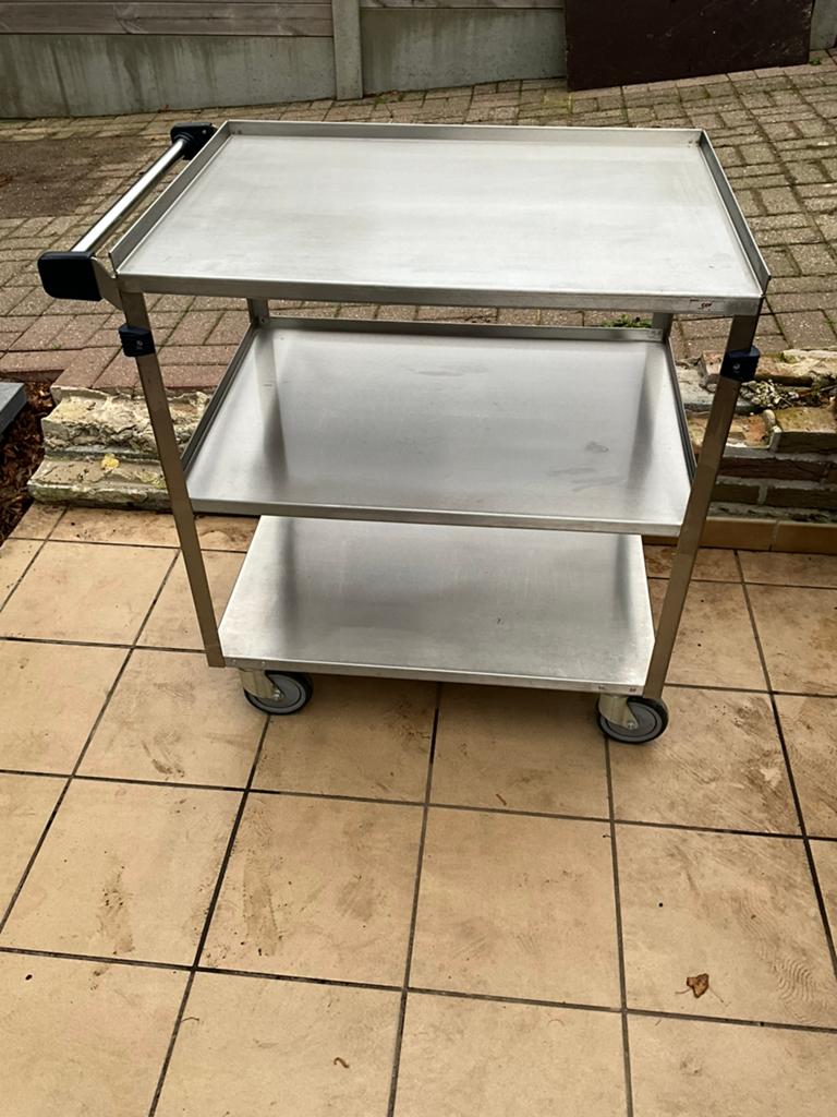 Chariot de service Caddy en acier inoxydable, 80 à 100 litres, Enlèvement, Comme neuf, Chariot de transport