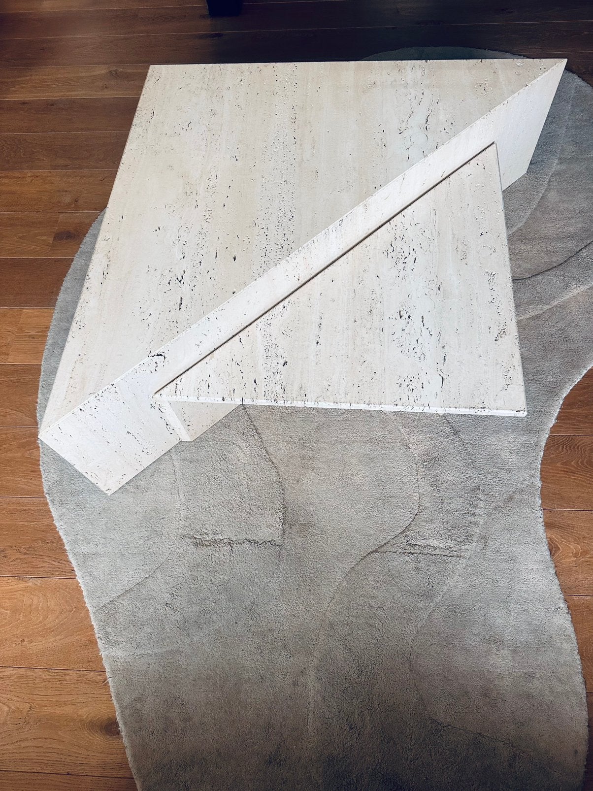 Vintage Split-level Travertin coffee-table, Ophalen