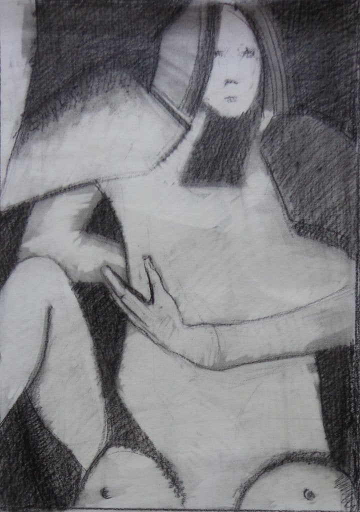 HARRY BUYCK / FIGUUR / ORIGINEEL WERK / 50x33cm / SIG / 1996, Antiek en Kunst, Ophalen of Verzenden, Gesigneerd, Gemengde techniek