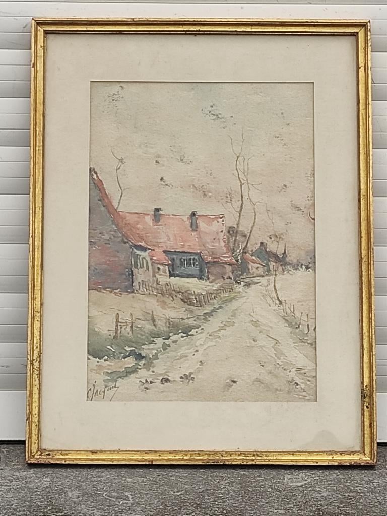 aquarelle signe Célestin Charles jacquet, Enlèvement ou Envoi