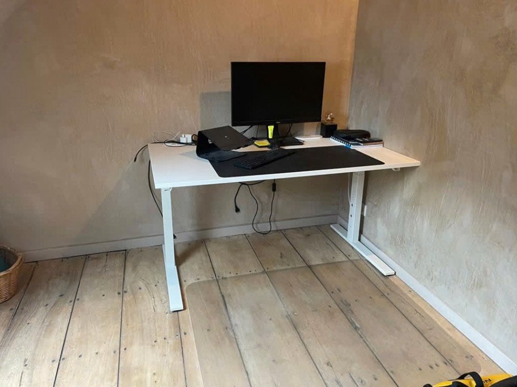 Bureau blanc IKEA MITTZON 140x80, 90 cm, Bureau d'ordinateur, Comme neuf, Enlèvement