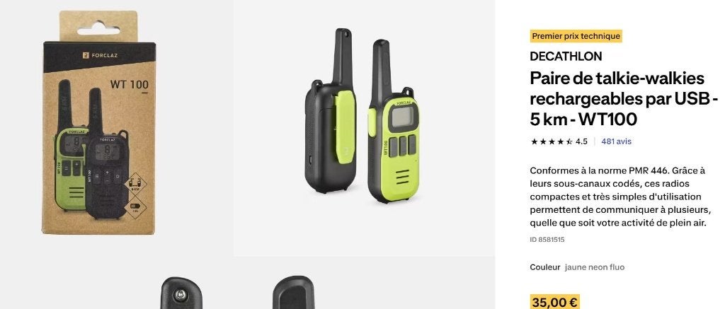 WT100-talkie-walkies, Télécoms, Talkie-walkie ou Walkie-talkie, Enlèvement ou Envoi, Avec clip de ceinture, Comme neuf