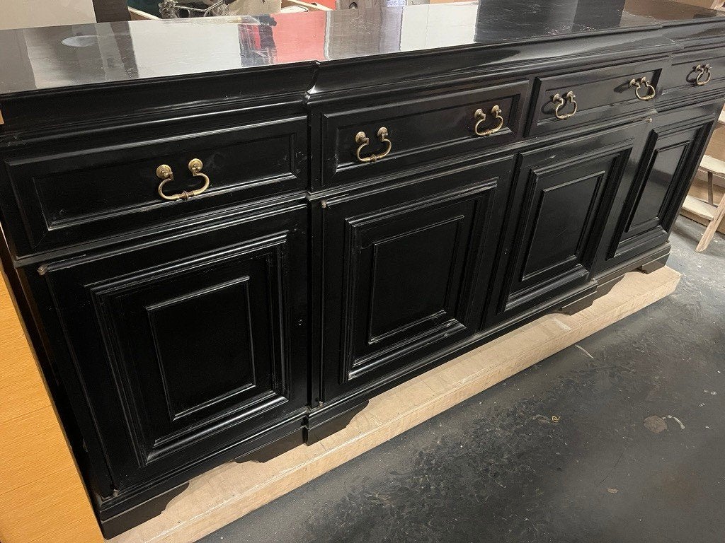 Zwart gelakte buffet kast met lades, Huis en Inrichting, Kasten | Buffetkasten, Ophalen, Overige materialen, Gebruikt, Met deur(en)