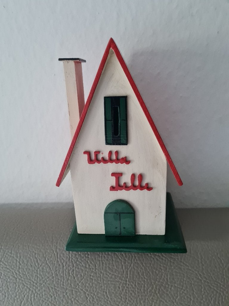 vintage houten spaarpot - huis - villa JELLE, Verzamelen, Ophalen of Verzenden
