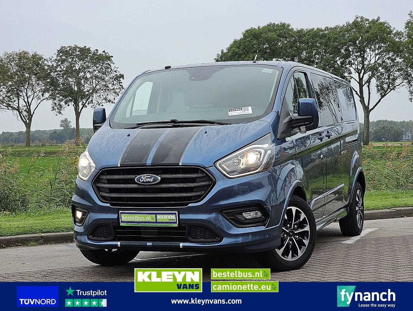Ford TRANSIT CUSTOM 2.0 L2 SPORT Dubbele Cabine Airco 170Pk, Auto's, Blauw, Bedrijf, Ford, Te koop