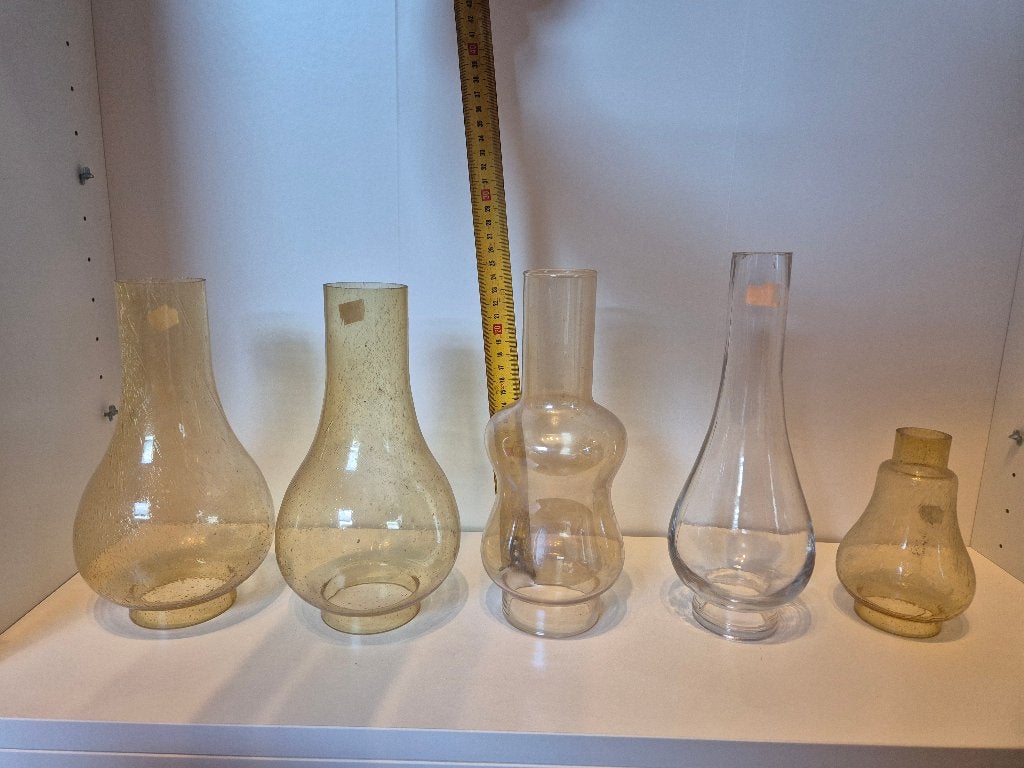 Lot de 5 verres pour lampes a pétrole, Antiquités & Art, Enlèvement