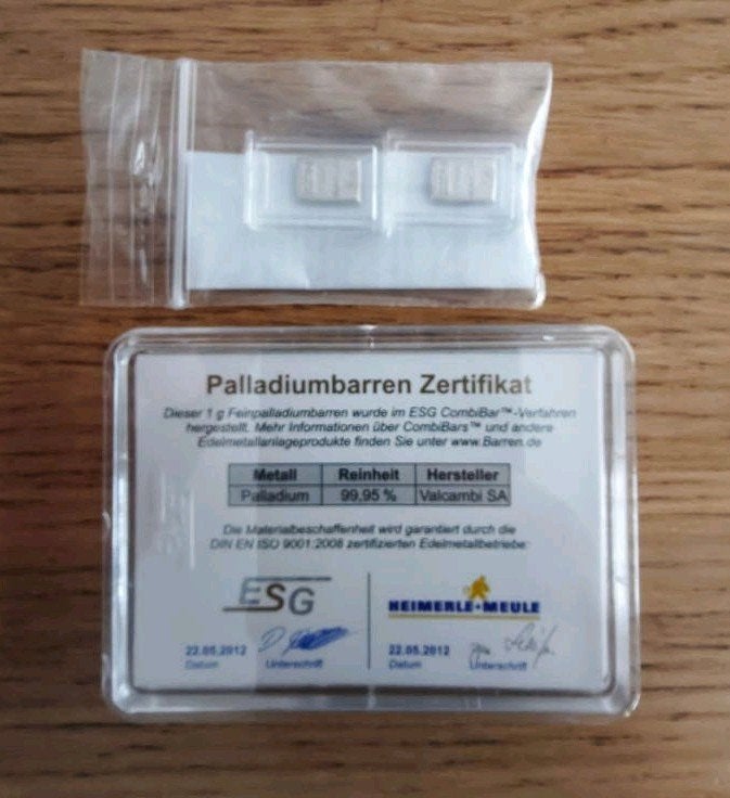 Lingot Palladium 1 g 3g Total, Timbres & Monnaies, Métaux nobles & Lingots, Enlèvement ou Envoi