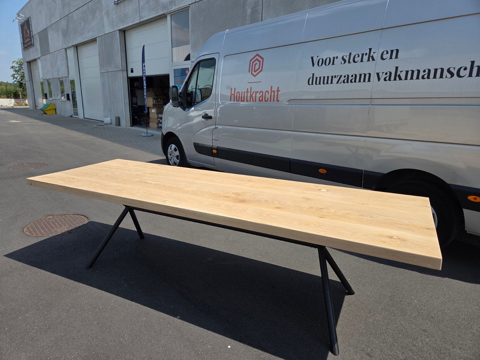 Rustieke eiken eettafel van 3 meter, Maison & Meubles, Tables | Tables à manger, Enlèvement