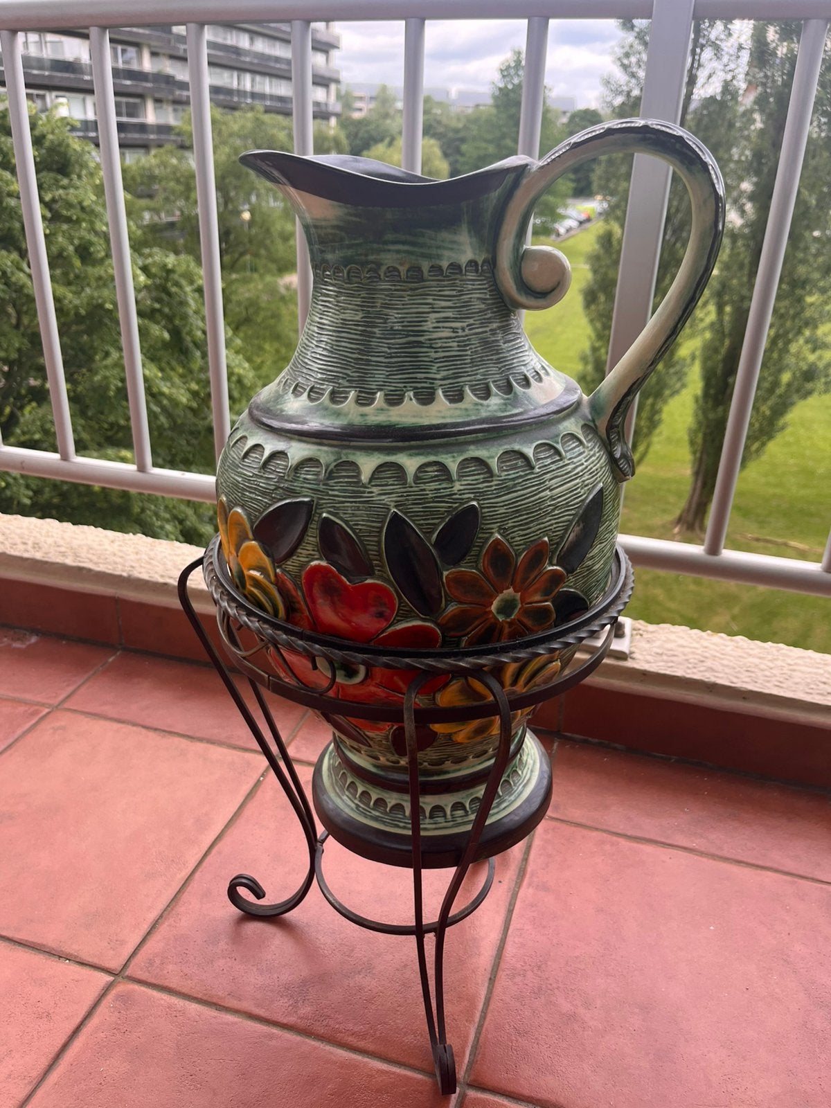 Cruche en céramique d'atelier vintage d'Allemagne de l'Ouest, Enlèvement