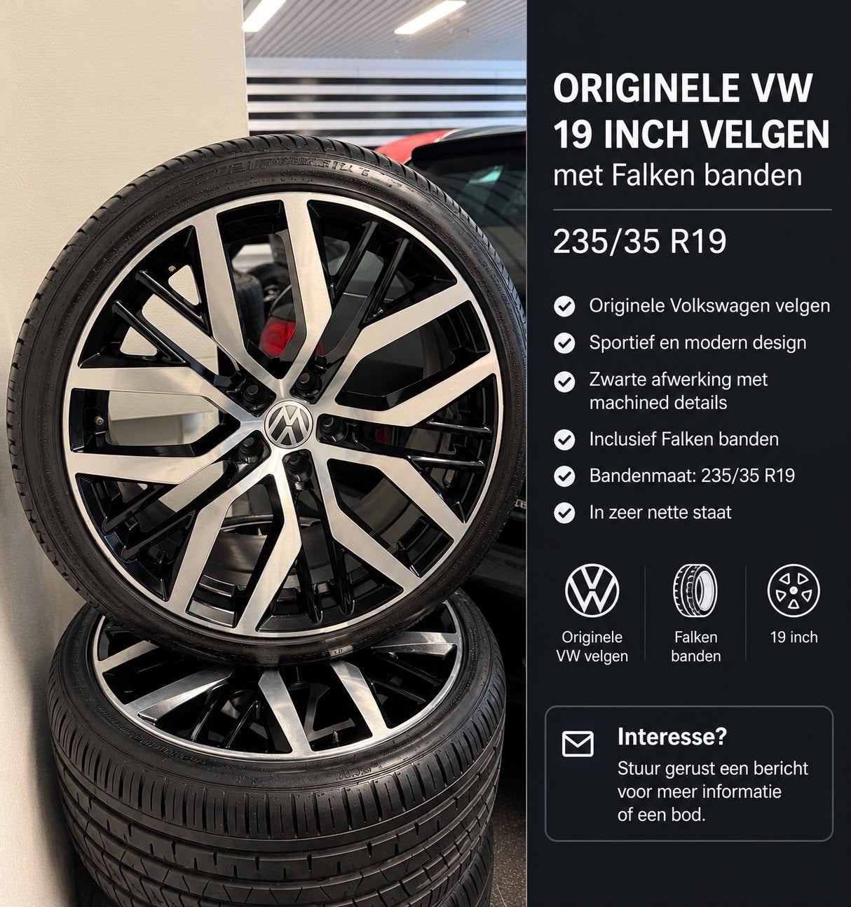 Jantes Volkswagen 19 pouces avec pneus Falken — 235/35 R19, Autos : Pièces & Accessoires, Pneus et Jantes, Véhicule de tourisme