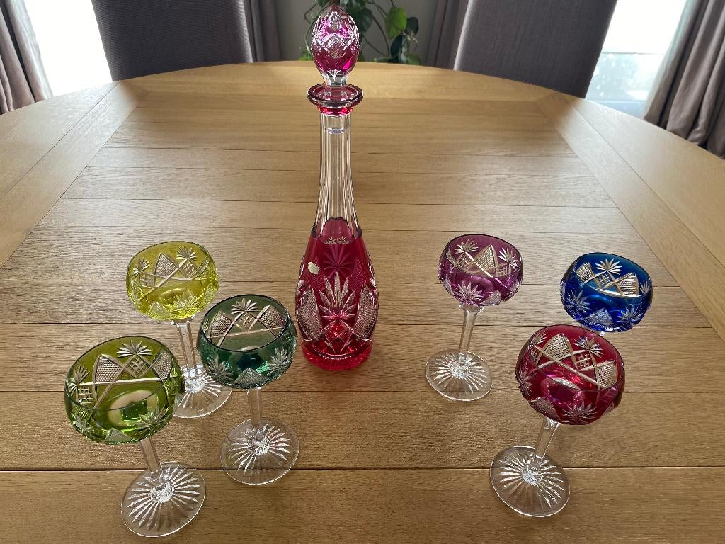 KRISTALLEN GLAZEN EN KARAF VAL SAINT LAMBERT TE KOOP, Antiek en Kunst, Ophalen