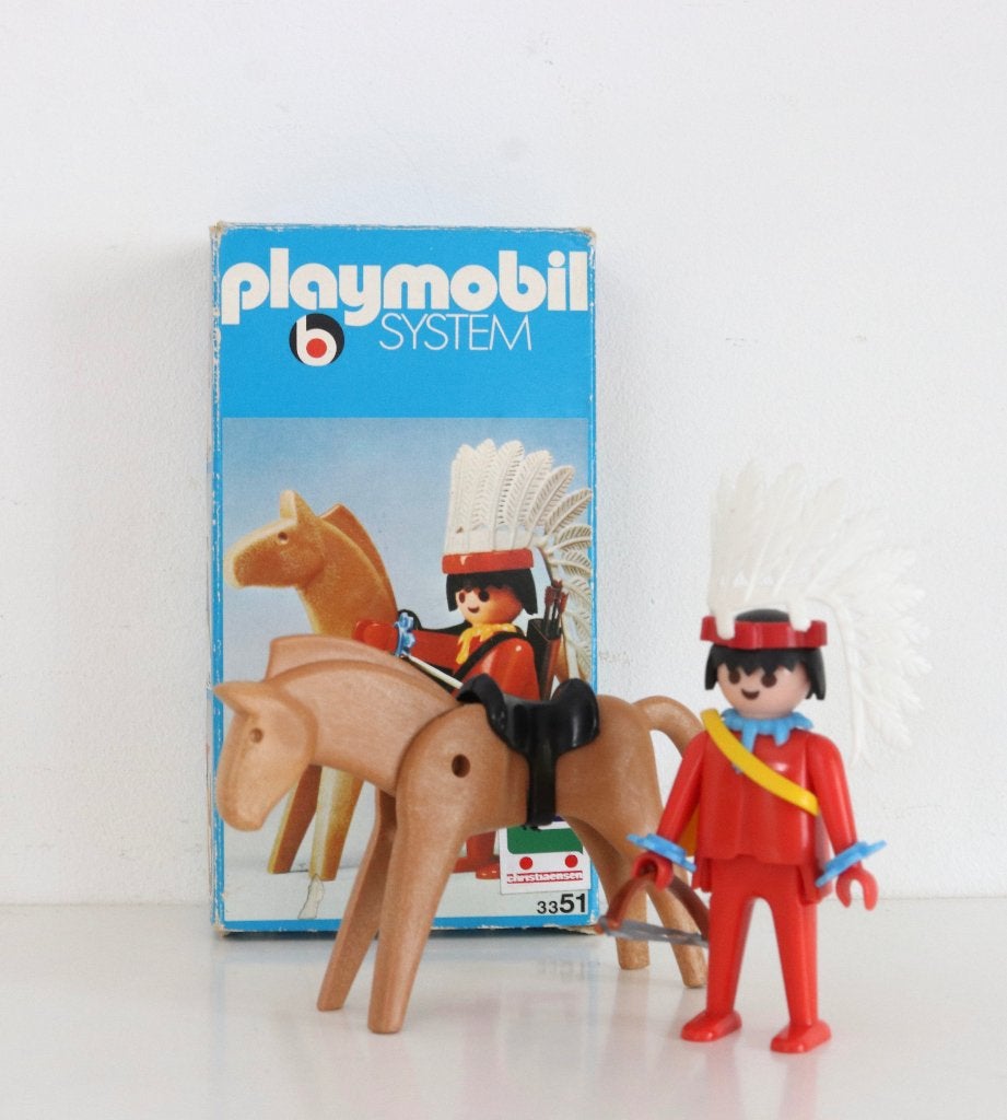 Vintage Playmobil 3351 Indianen opperhoofd - Klicky 1975, Kinderen en Baby's, Ophalen of Verzenden, Gebruikt