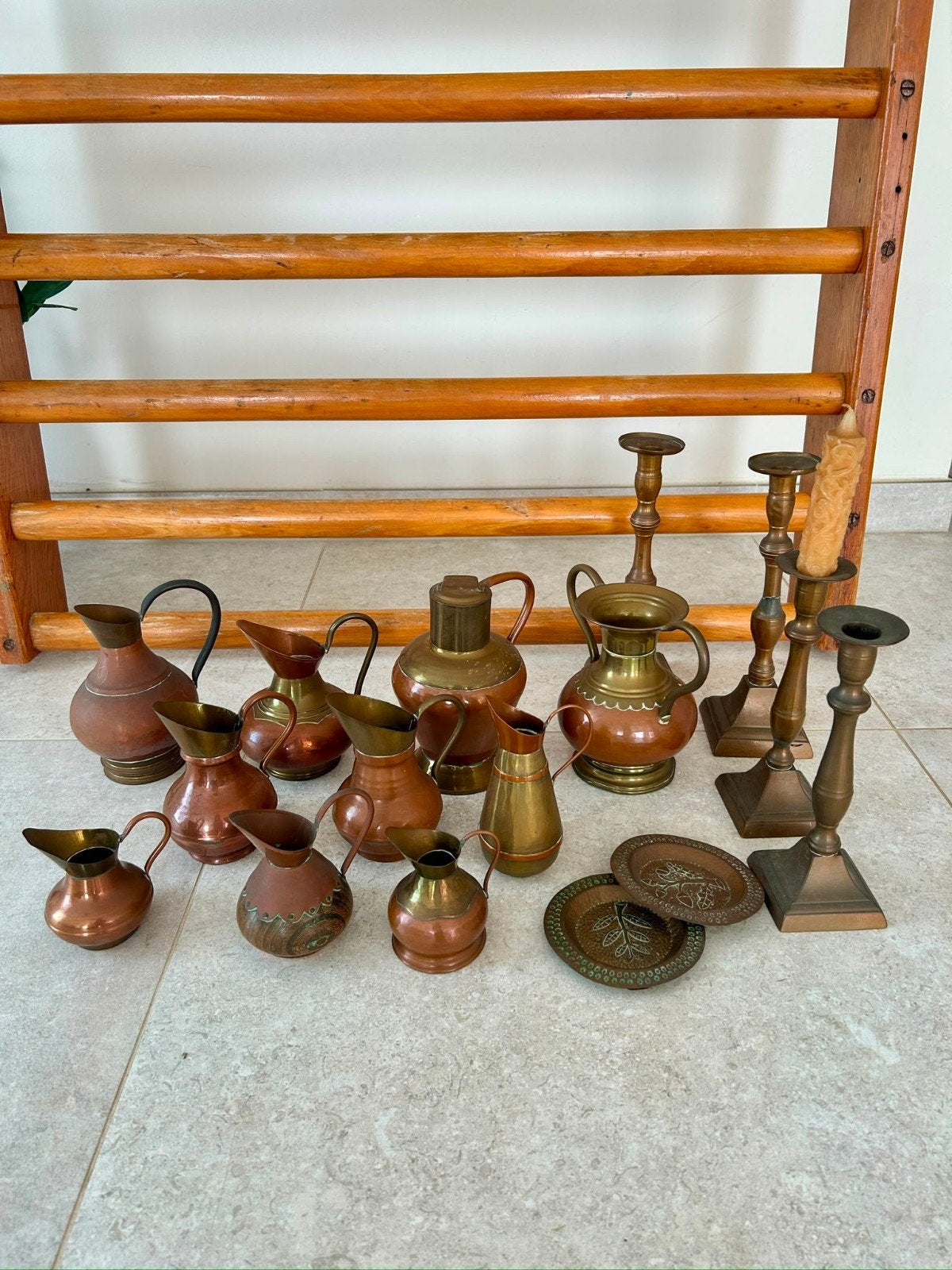 LOT vintage koperen kannen en kandelaars, Antiek en Kunst, Ophalen, Koper