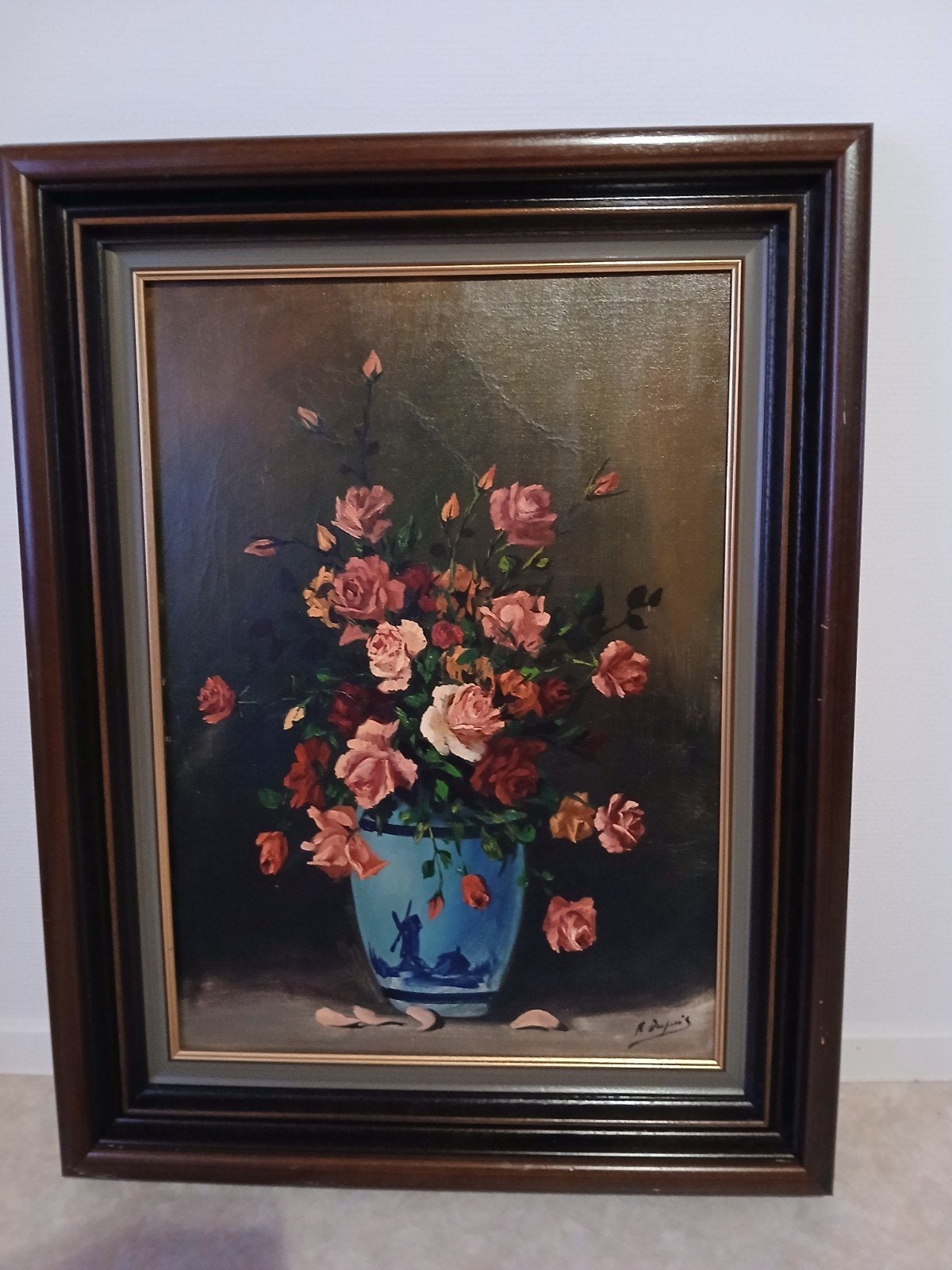 Fleurs - R. Dupuis, Enlèvement, Peinture à l'huile, Fleurs, Toile