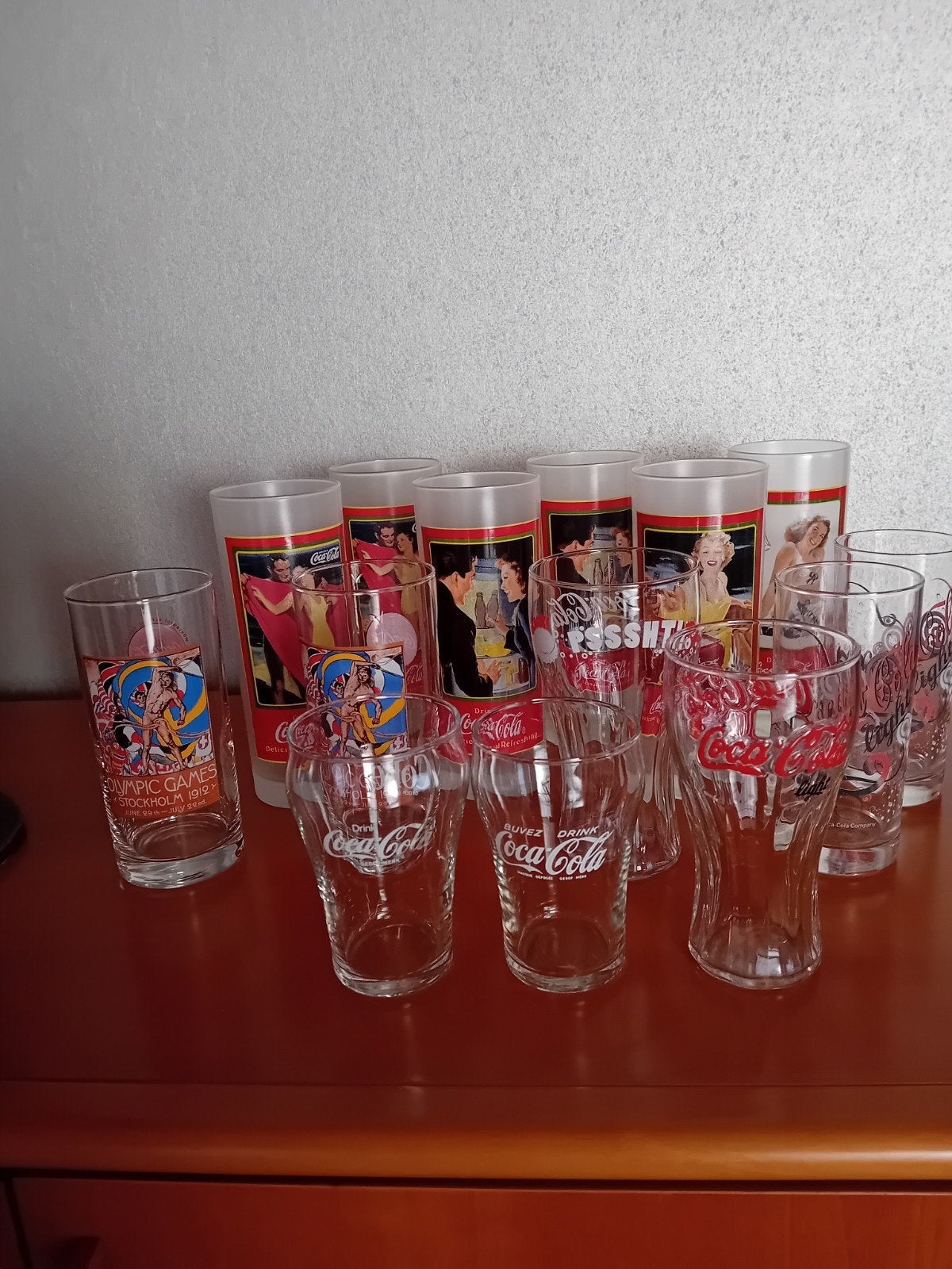 15 Vintage verzamel glazen coca-cola, Verzamelen, Ophalen