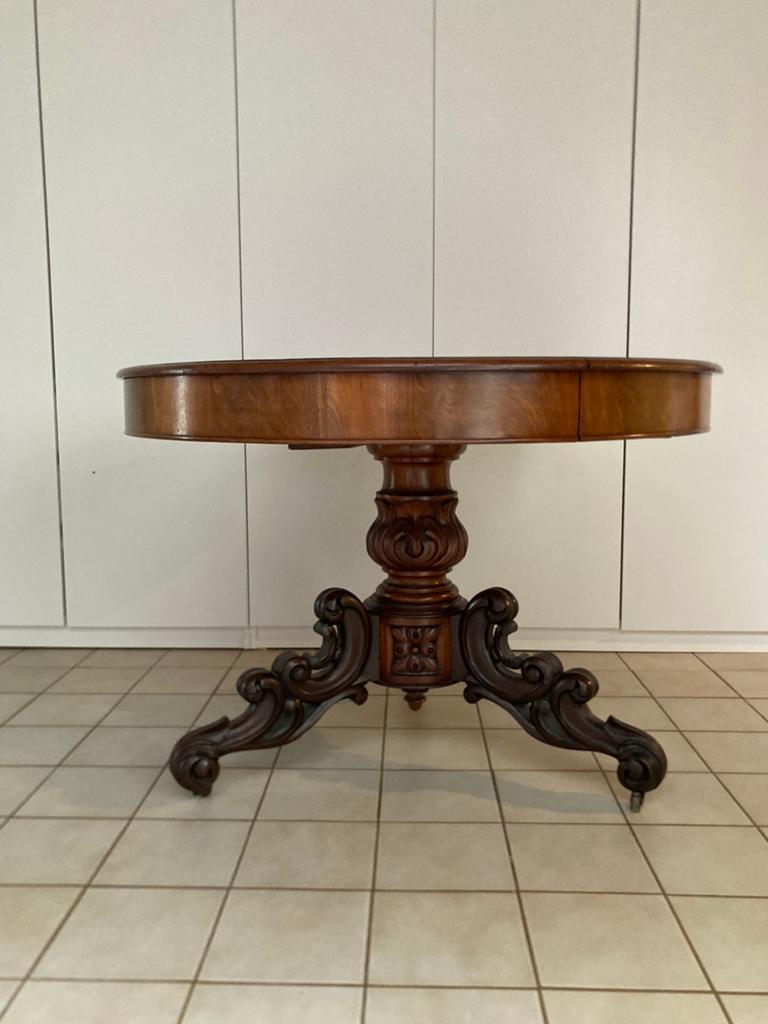 Victoriaanse ronde tafel met 6 bijhorende stoelen, Antiek en Kunst, Ophalen