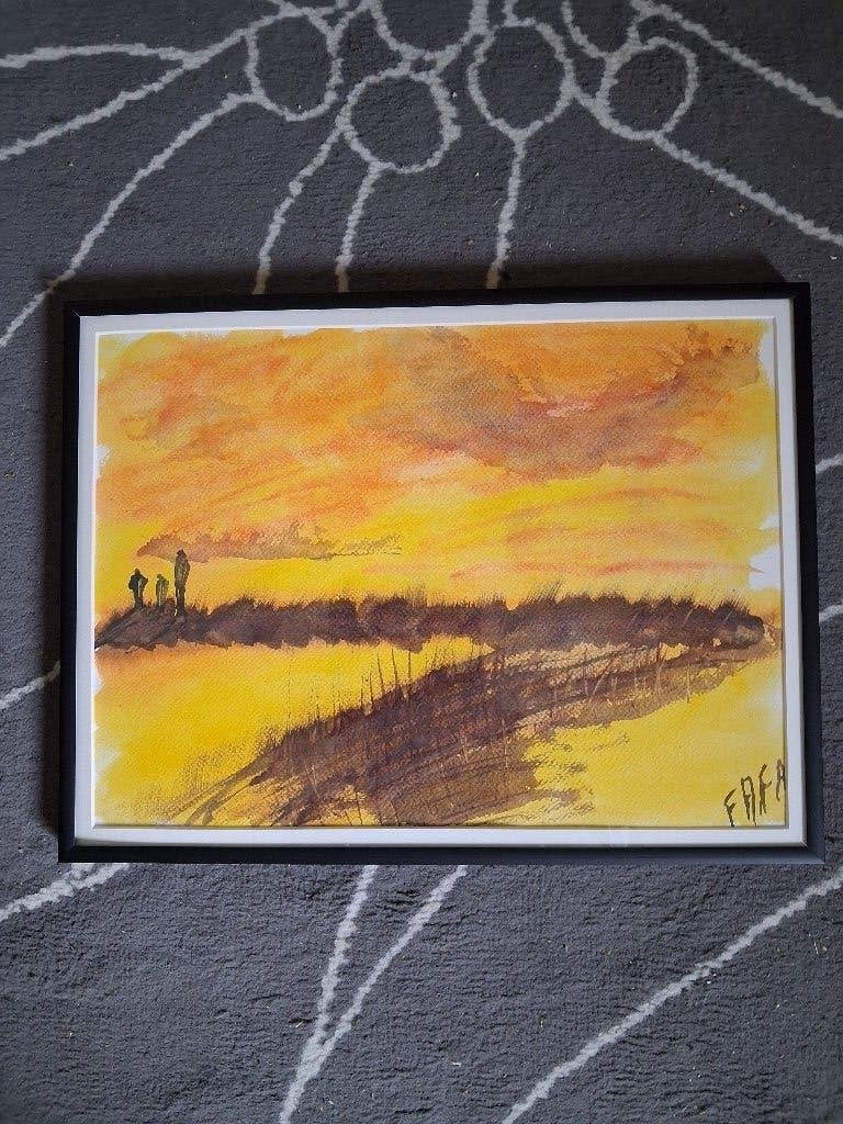 Akwarellen van artiest Fafa - A3 formaat - ingelijst, Antiek en Kunst, Kunst | Schilderijen | Modern, Ophalen of Verzenden, Gesigneerd