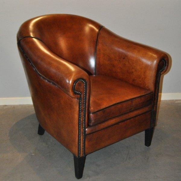 Schapenlederen clubfauteuil van Lounge Atelier, Antiek en Kunst, Ophalen