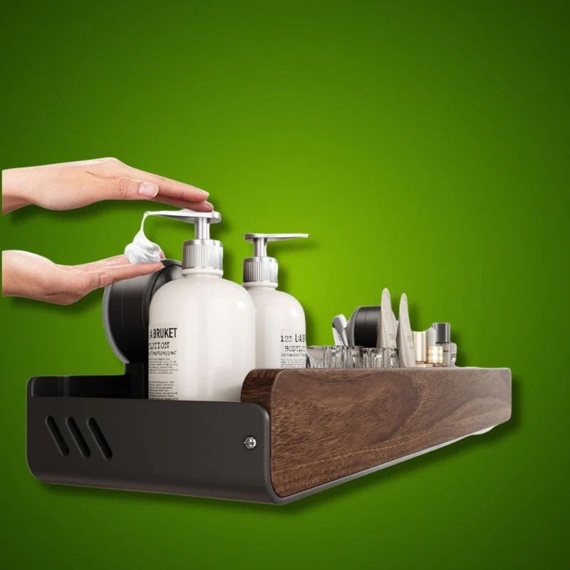 LUXE WANDPLANK VAN WALNOOTHOUT MET HANDDOEKSTANG, Ophalen of Verzenden, Nieuw, Douche-accessoire