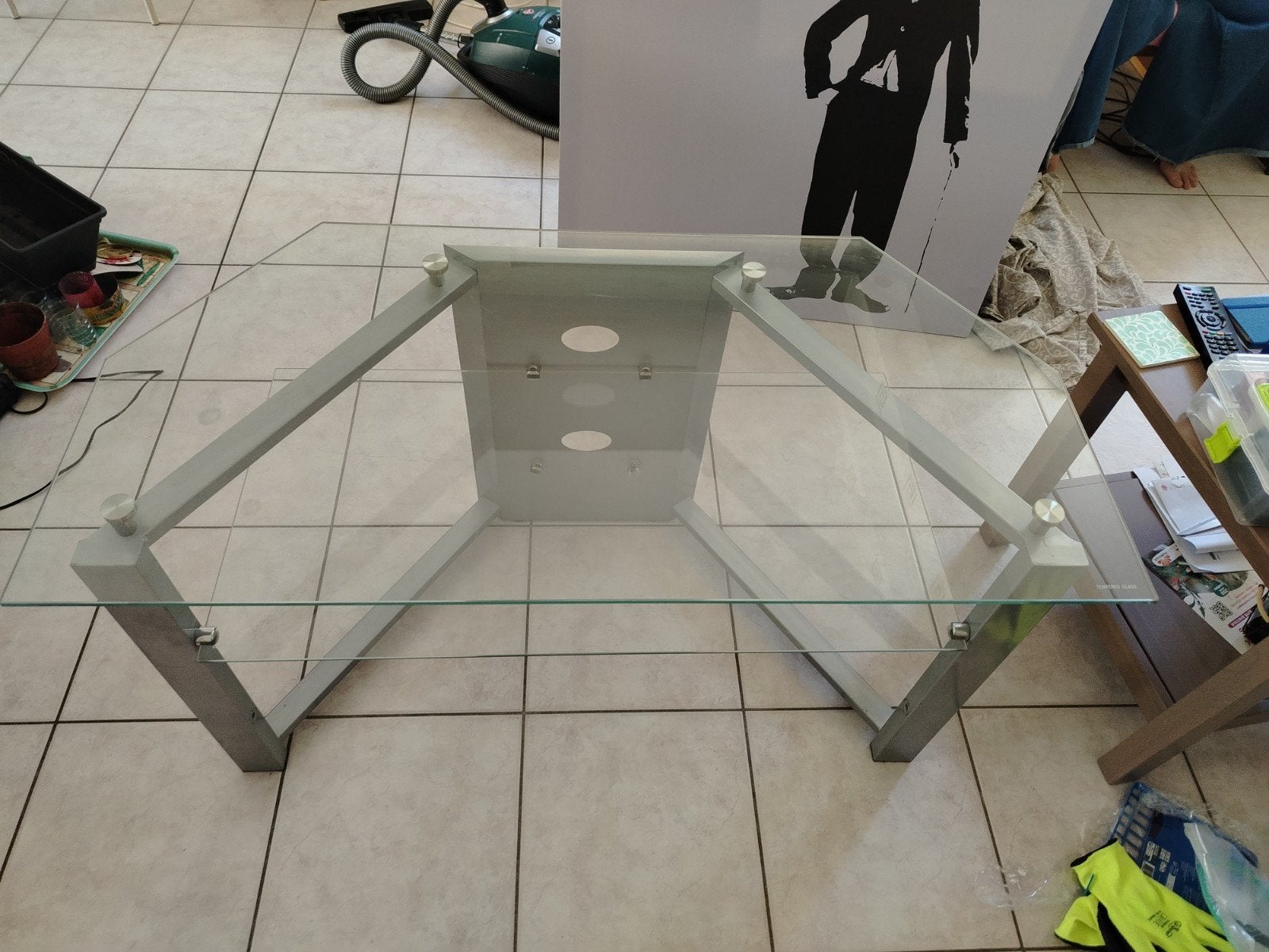 Meuble / table TV en verre trempé * 105/53/60cm - occasion., Enlèvement, Verre