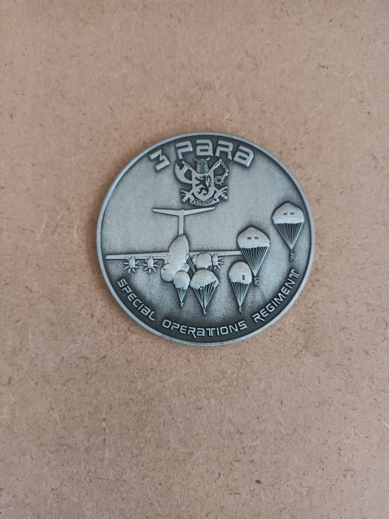 militaria belgium challenge munt coin 3 para commando A400M, Enlèvement, Armée de terre, Ruban, Médaille ou Ailes