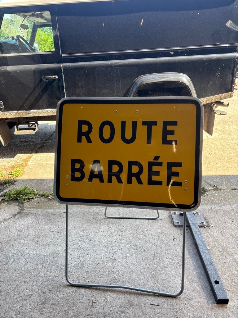 Frans verkeers bord Route Barree, geblokeerde weg 80x60cm, Ophalen, Zo goed als nieuw, Gebruiksvoorwerp