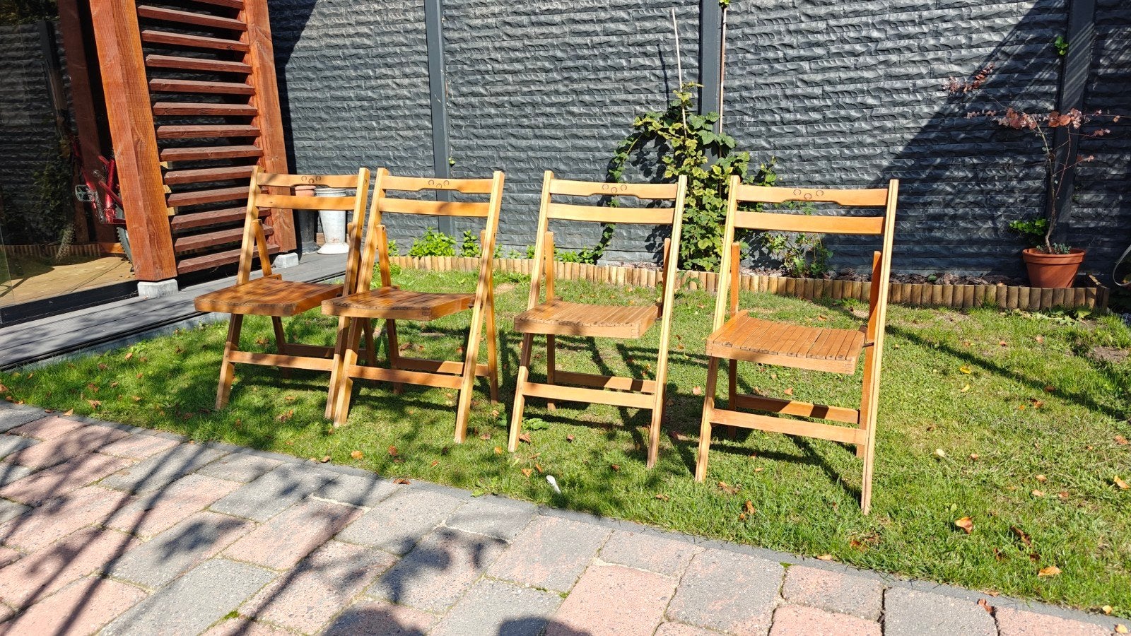Set van 4 vintage klapstoelen Brouwerij de Drie Hoefijzers, Ophalen