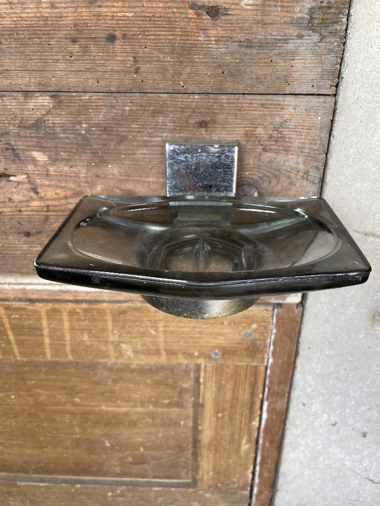 INDA vintage zeepschaal in rookglas, Ophalen of Verzenden, Gebruikt, Vintage