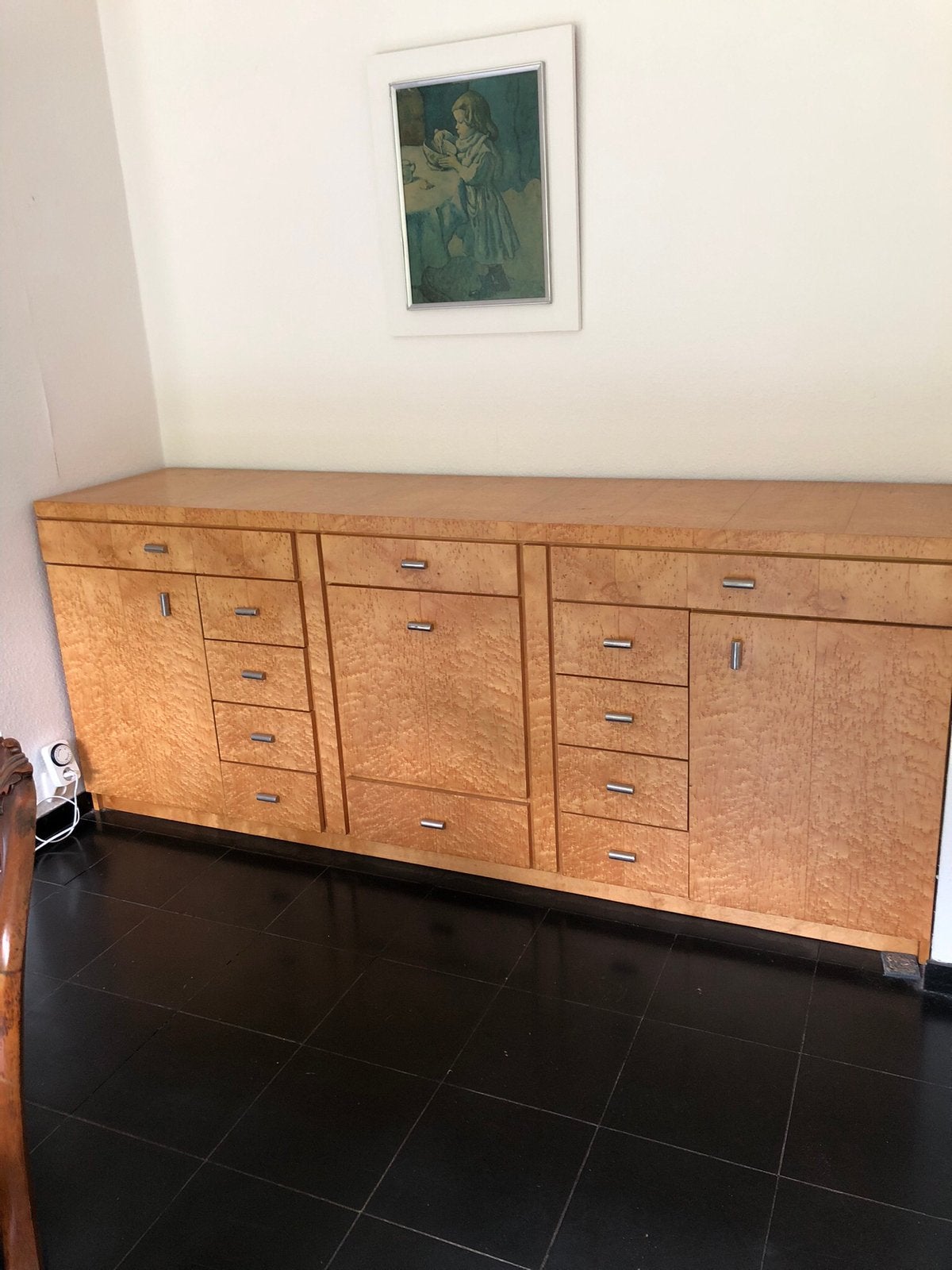 Buffet en érable moucheté, Maison & Meubles, Avec tiroir(s), 200 cm ou plus, Annees 80, Comme neuf