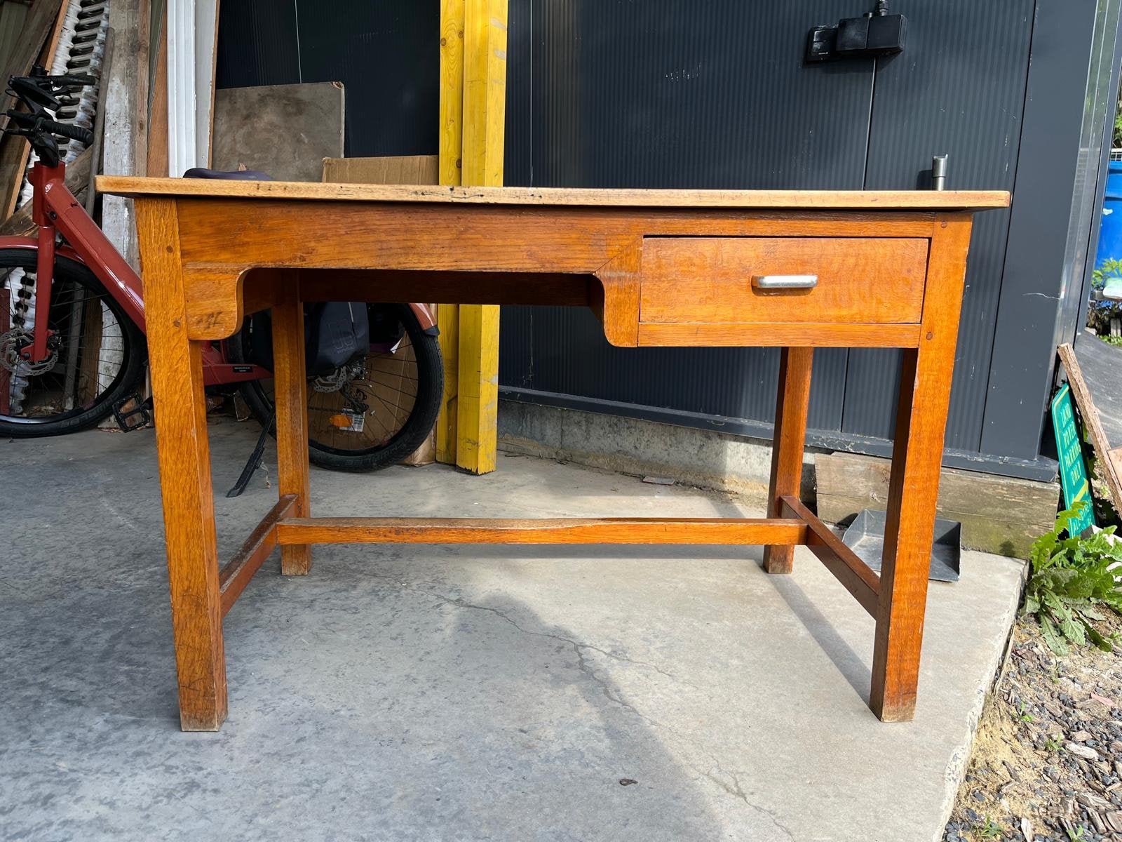 Vintage bureau, Ophalen, Gebruikt, Hout, Bruin