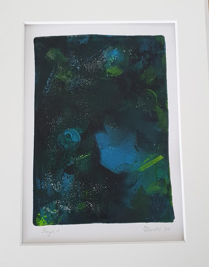 Monotype Keys 1, I. Jacobs, Antiek en Kunst, Kunst | Etsen en Gravures, Ophalen of Verzenden