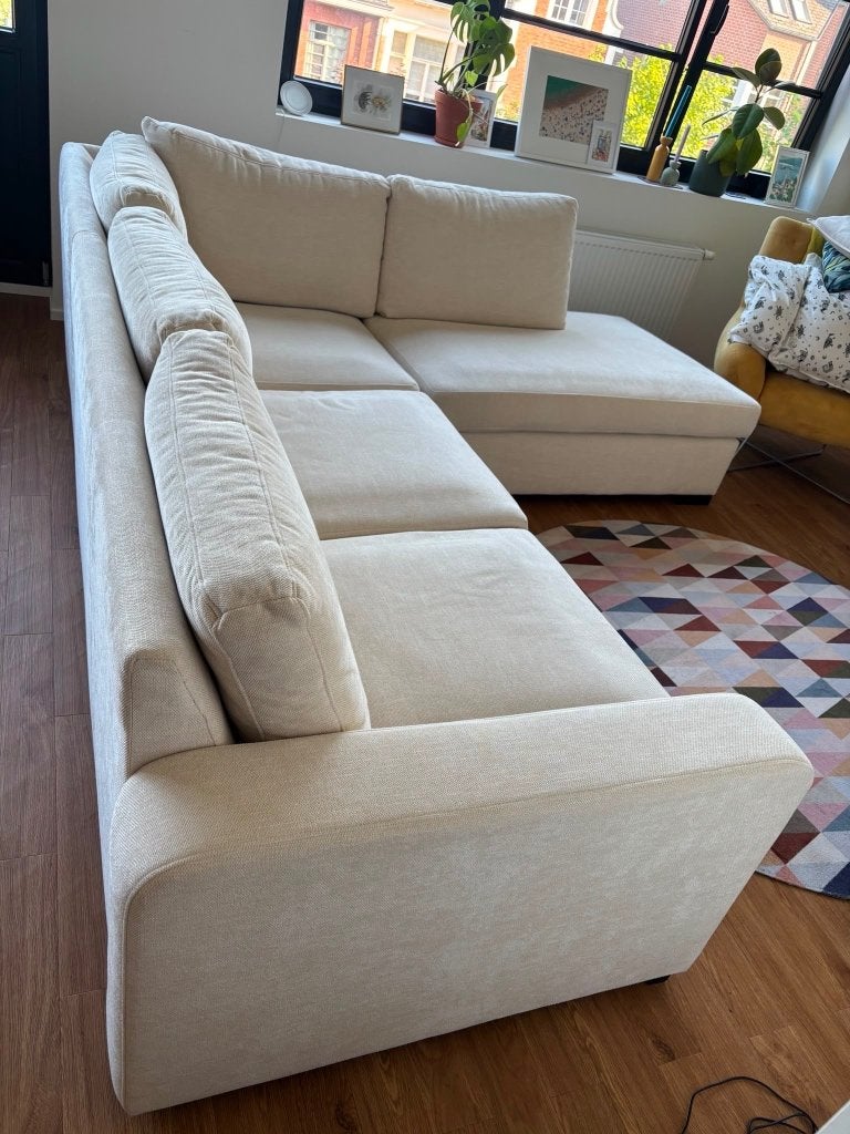Cream couch in L-shape from Mon chez moi, Ophalen, Zo goed als nieuw, Stof, L-shape
