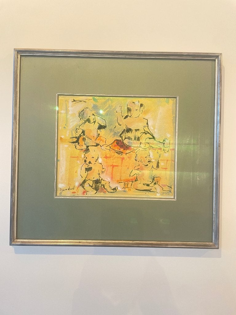 Roger Bonduel — croquis signé, Autres sujets, Encadré, Enlèvement, Technique mixte