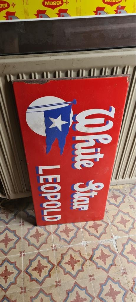 Plaque emaillee biere leopold white star, Enlèvement ou Envoi